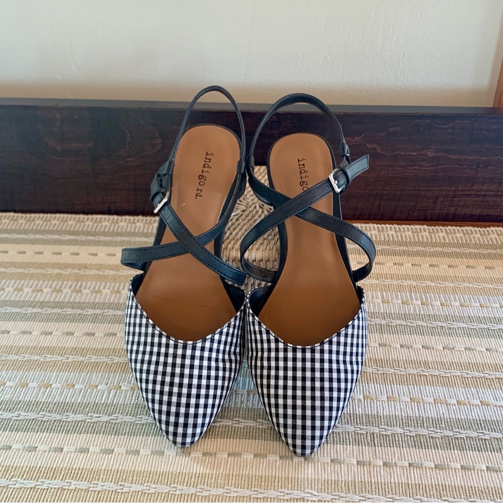 🎉HP‼️💥Indigo Rd Black & White Gingham flats - Size 7.5✨✨✨ - Picture 4 of 12